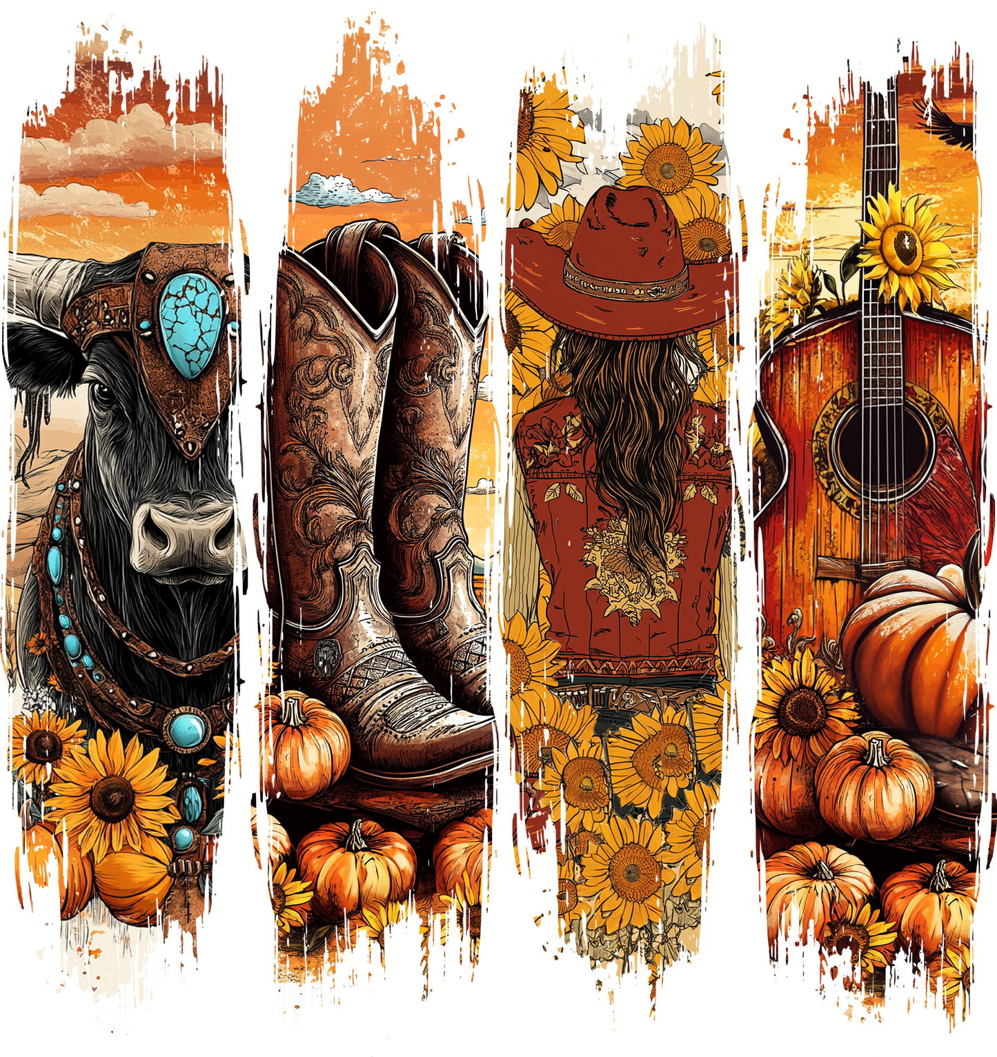 Four Scene Fall Brush Stroke