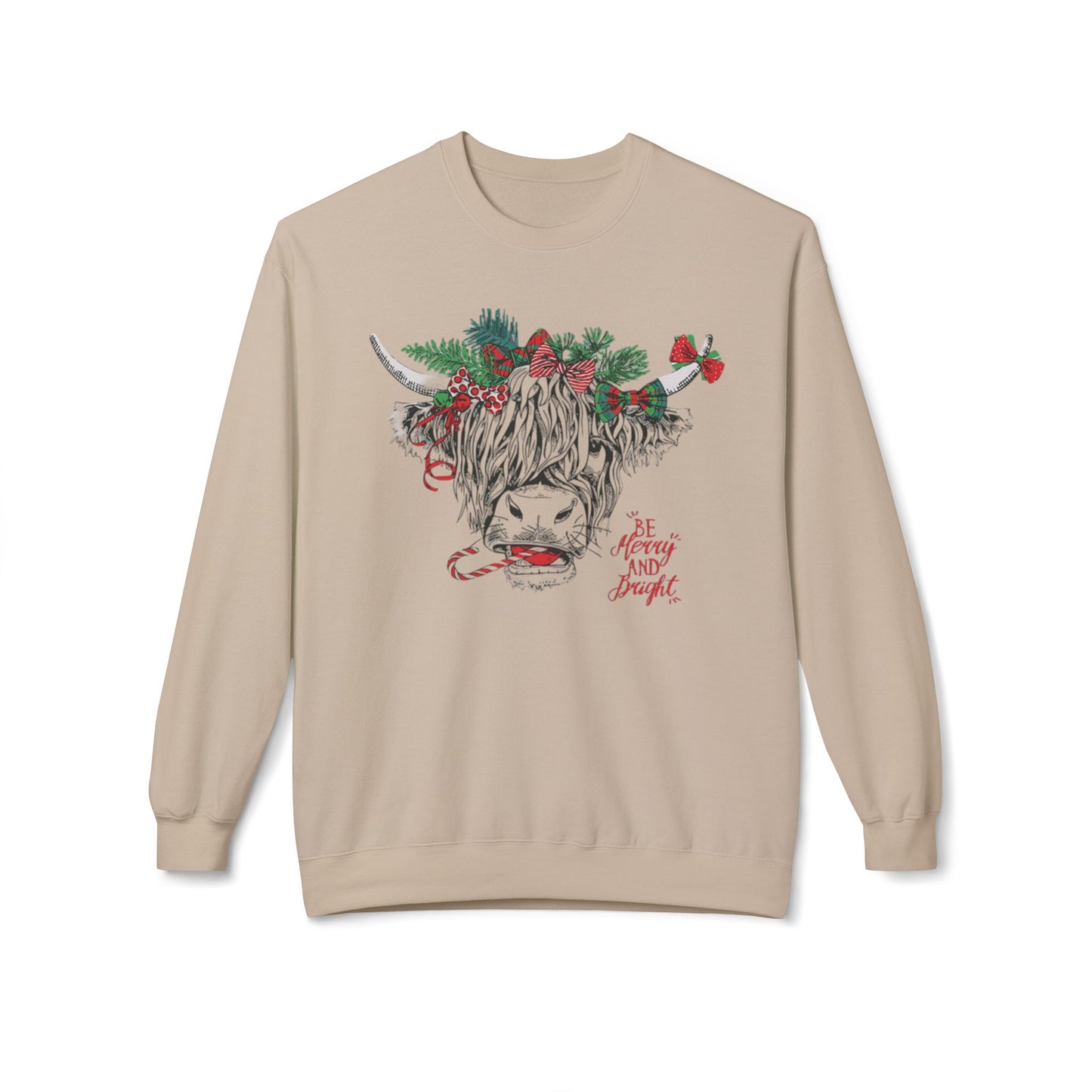 Be Merry And Bright Highland Cow Crewneck Sweatshirt