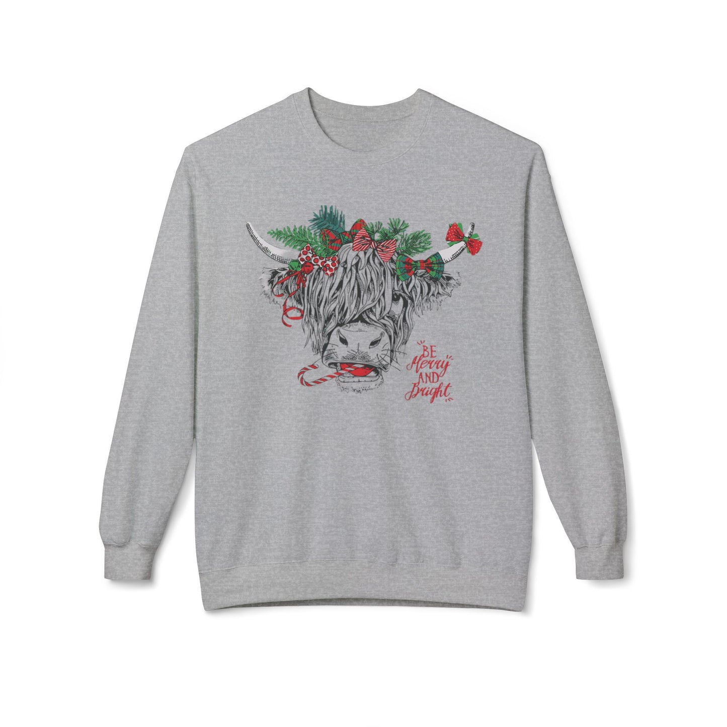 Be Merry And Bright Highland Cow Crewneck Sweatshirt