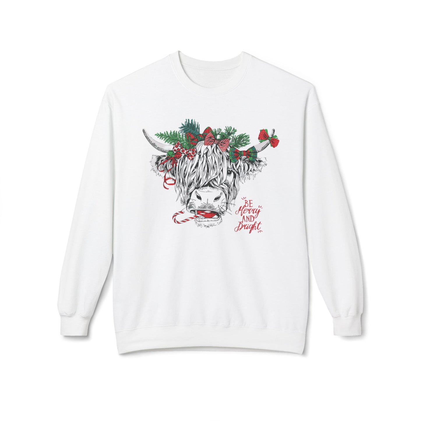 Be Merry And Bright Highland Cow Crewneck Sweatshirt