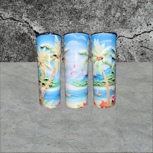 3D Beach Scene Tumbler (30oz)